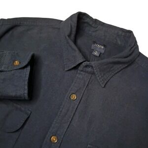 J. Crew Shirt Mens‎ XL Blue Chamois Work Shirt Double Flap Pockets Elbow Patches